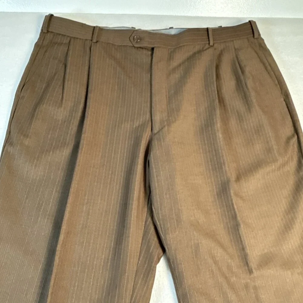 Luca Rossi Italia Mens Brown Pinstripe Suit Dress Pants‎ 42W x 29L